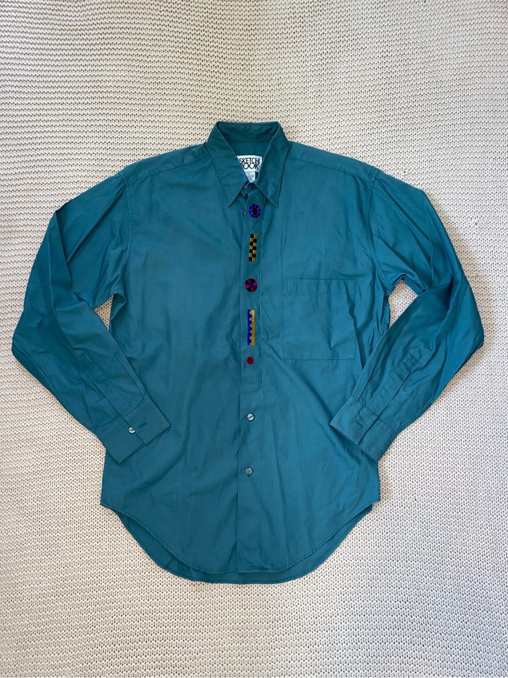 ✰ vintage green 80s embellished mens button up ✰